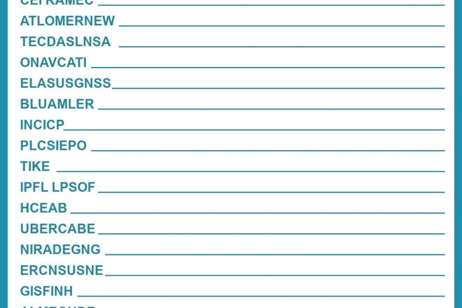 Summer Word Scramble With Answers Free Printable For Kids