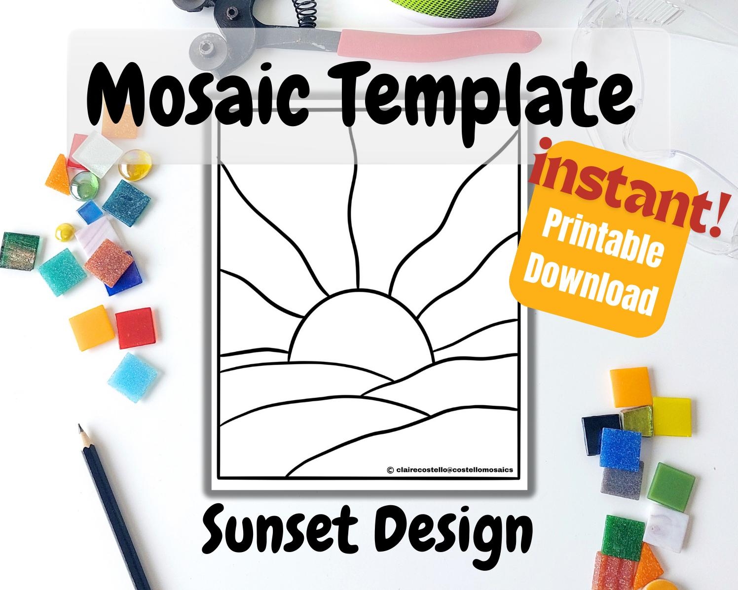 Sunset Pattern Template Printable Download Template For Mosaic Stained Glass Craft Project Design Etsy