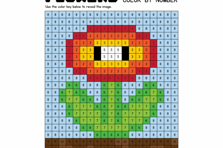 Super Mario Color By Number Free Pixel Art Printable The Activity Mom