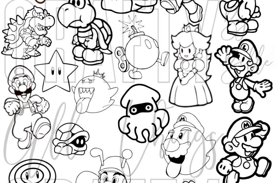 Super Mario Coloring Sheets 23 Digital PDF Coloring Pages Etsy Finland