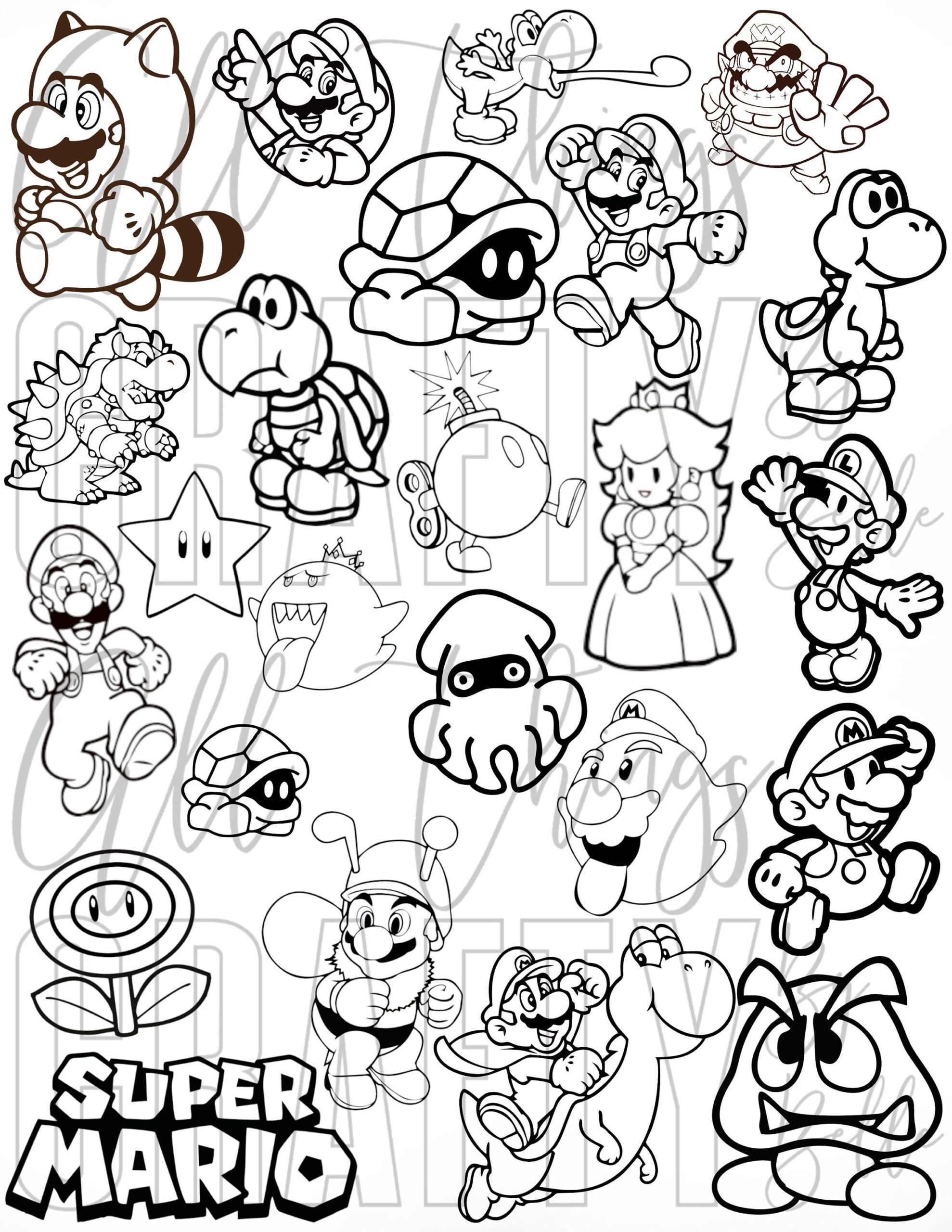 Super Mario Coloring Sheets 23 Digital PDF Coloring Pages Etsy Finland