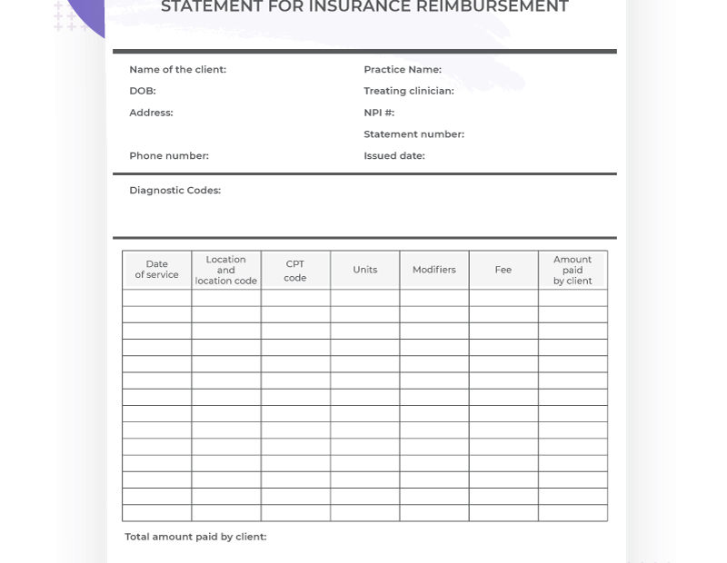Superbill Template For Therapists