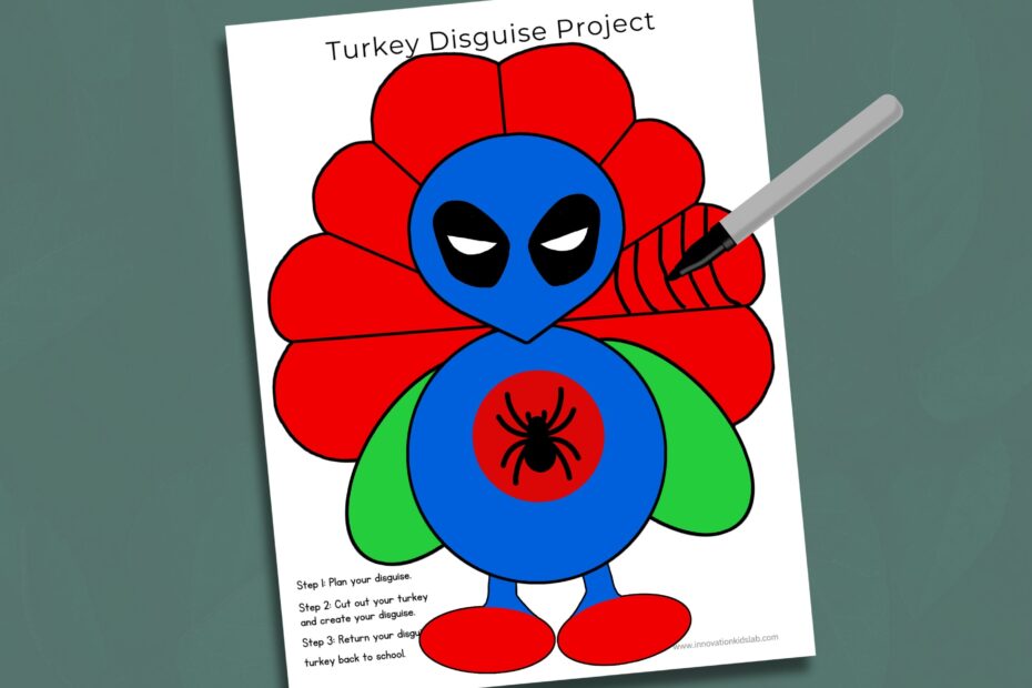 Superhero Turkey In Disguise Disguise A Turkey Kit Turkey Kids Craft Build Your Own Superhero Etsy