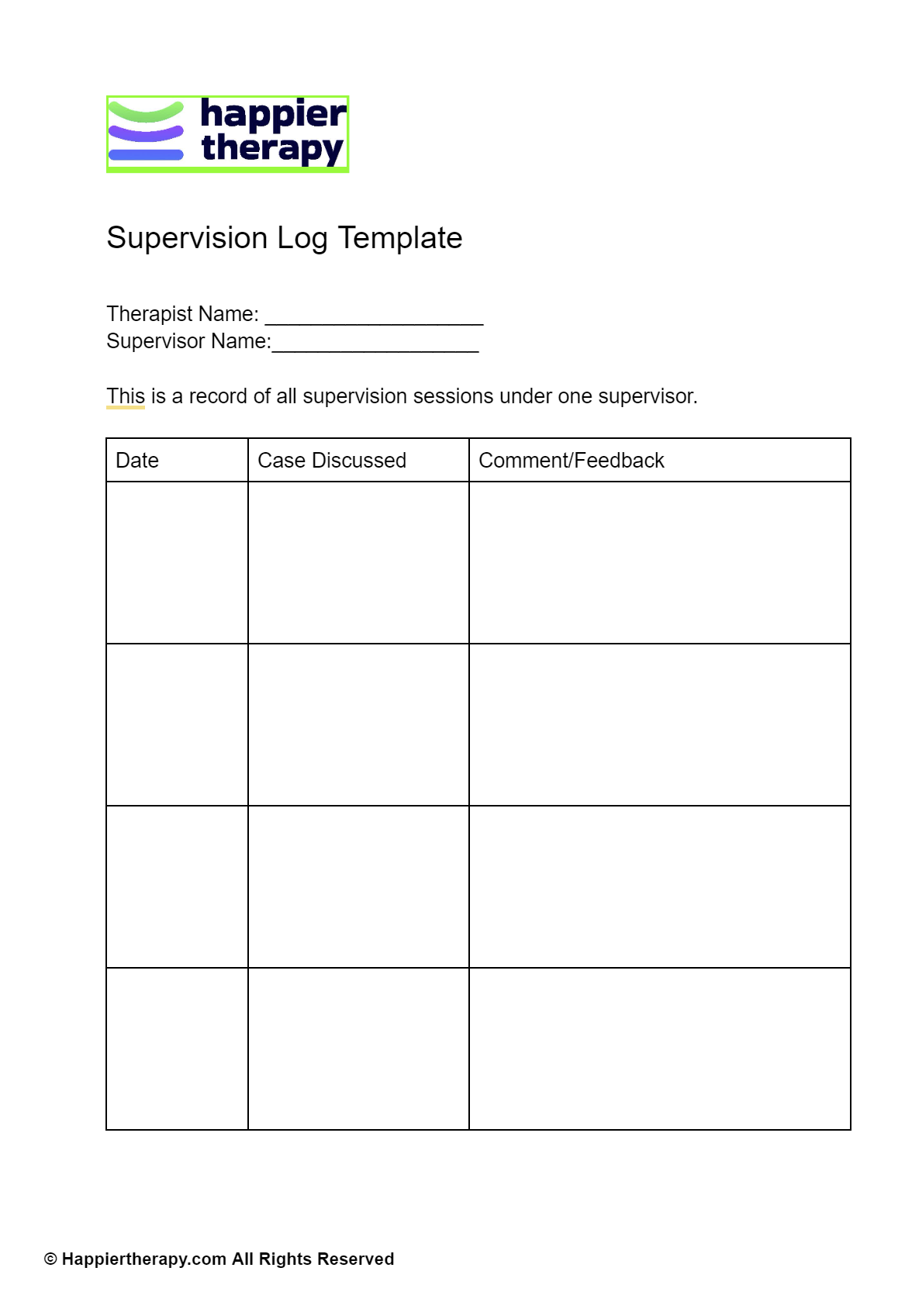 printable staff supervision template