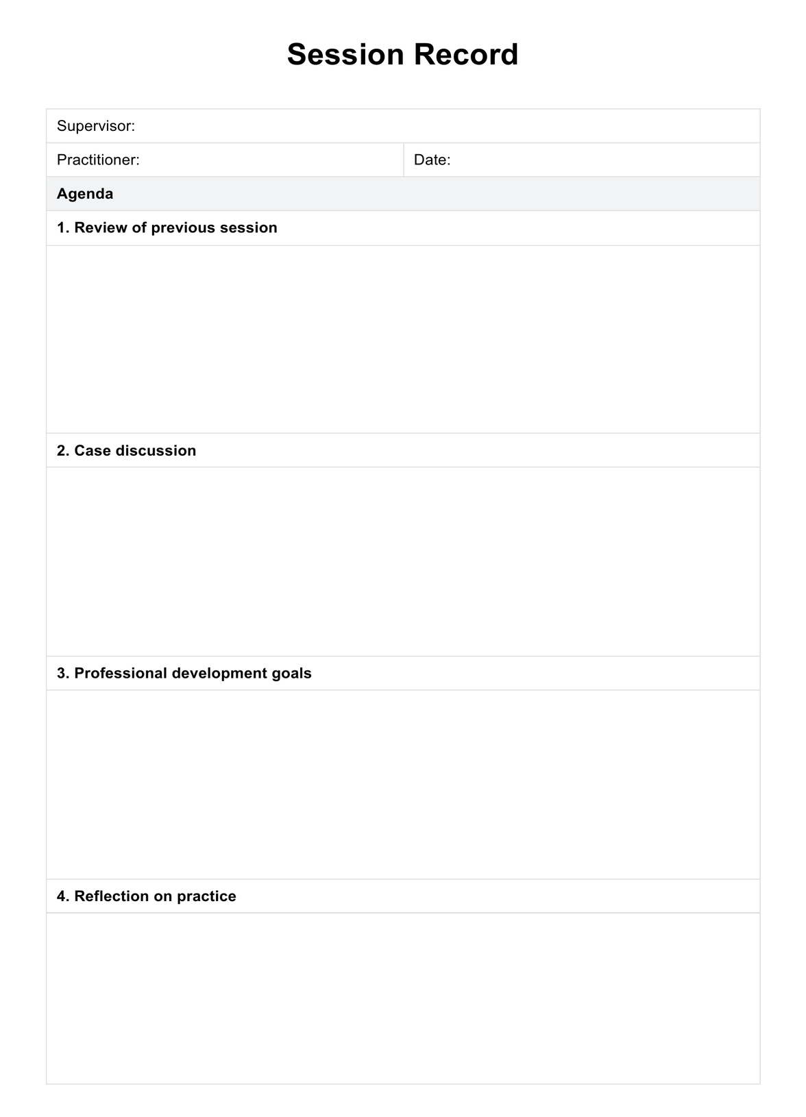 Supervision Template Social Work U0026 Example Free PDF Download