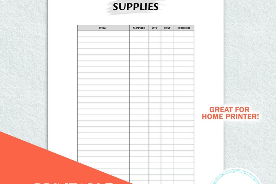 Supply Sheet Template Simple Printable Inventory Log Small Business Supplies Organizer Inventory Sheet Supply Cost Reorder Tracker Etsy