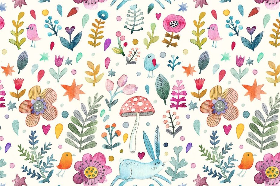 Sweet Watercolor Bunny Gift Wrap Free Printable TINSELBOX