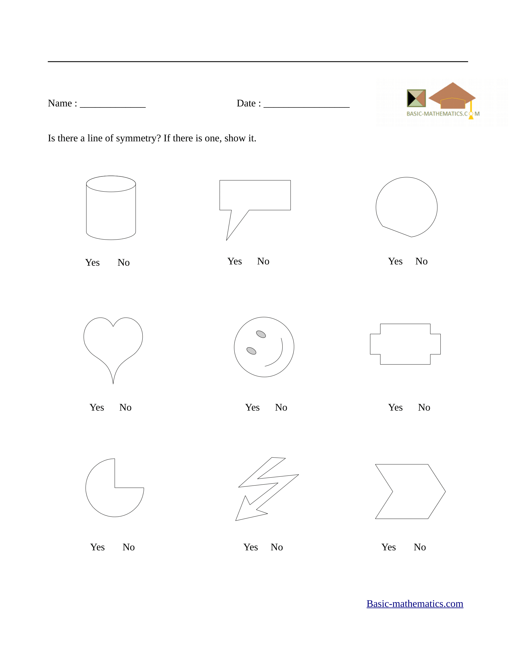 lines of symmetry worksheet