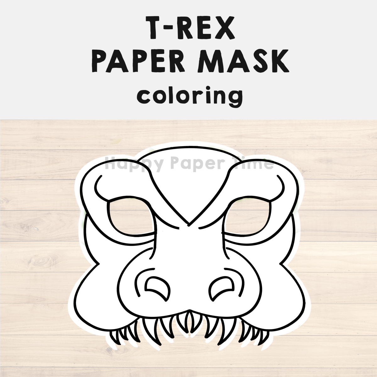T Rex Paper Mask Printable Dinosaur Coloring Craft Activity 