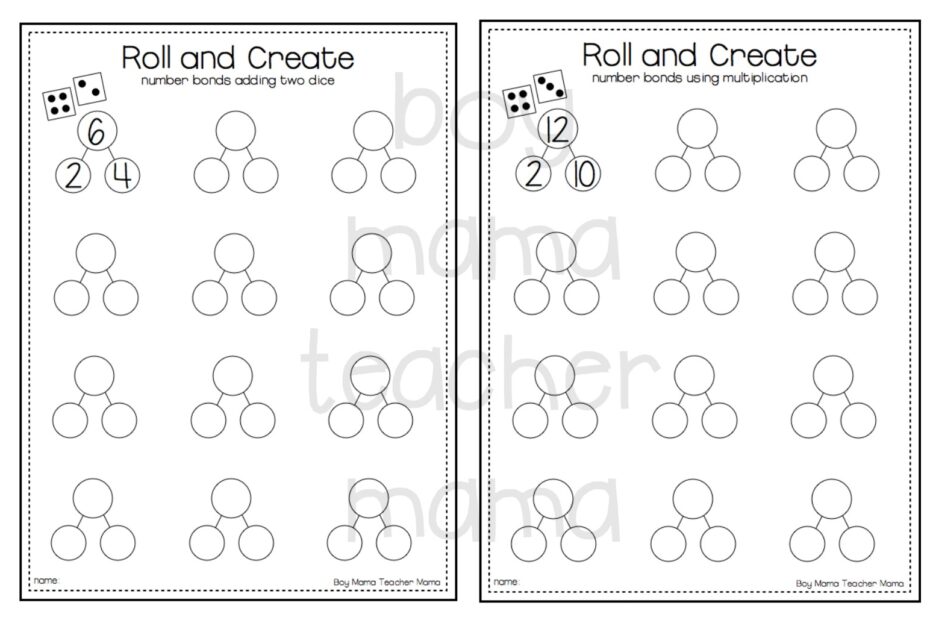 Teacher Mama FREE Roll And Create Number Bonds Printable After
