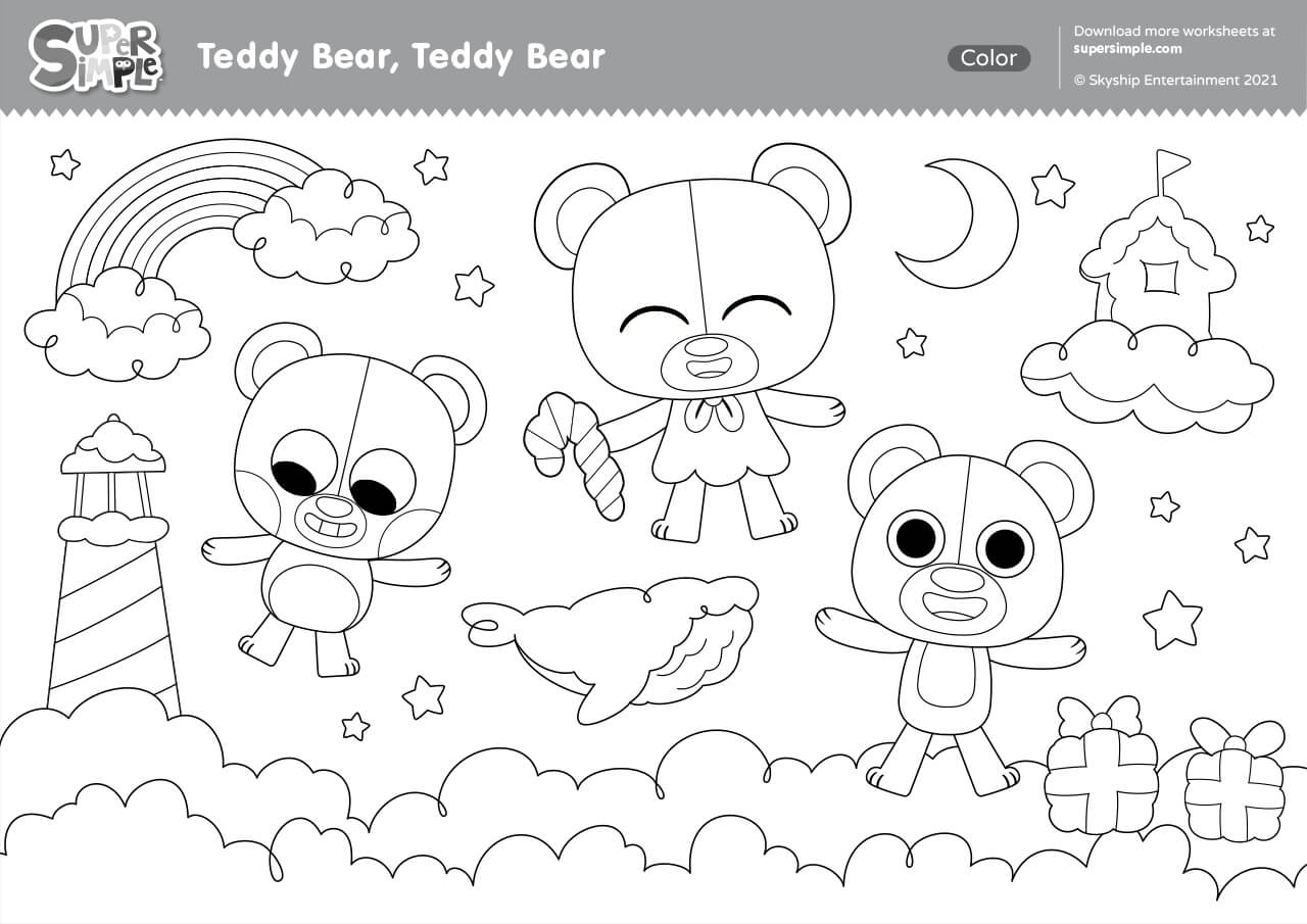 coloring sheet of a teddy bear