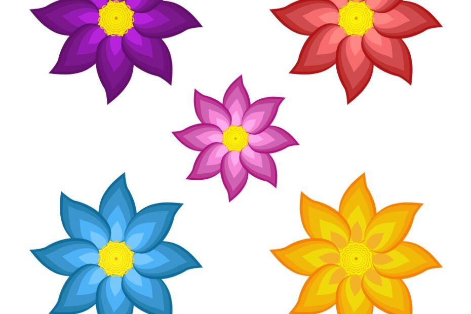 Templates Of Bright Colored Stylized Flowers Vector Image