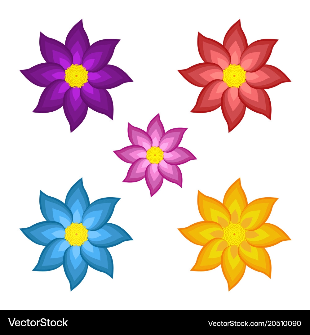 Templates Of Bright Colored Stylized Flowers Vector Image