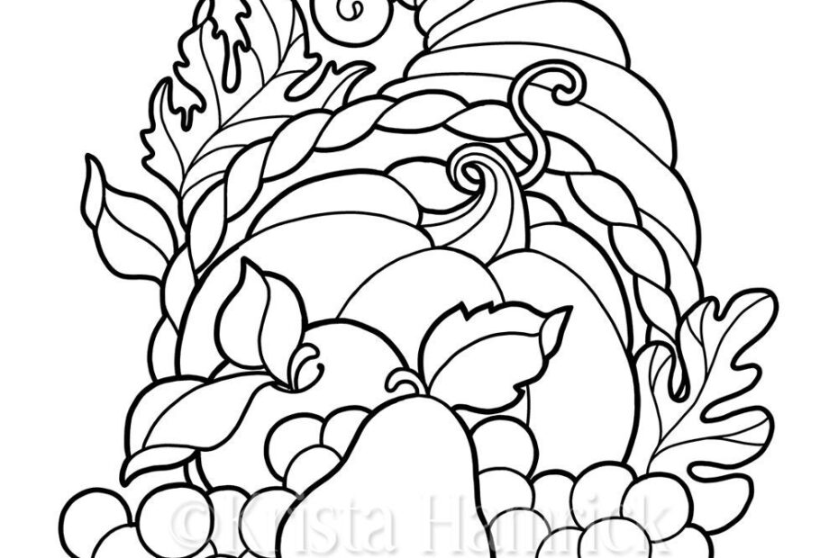 Thanksgiving Cornucopia We re Thankful 2 Coloring Pages For Thanksgiving 8 5X11