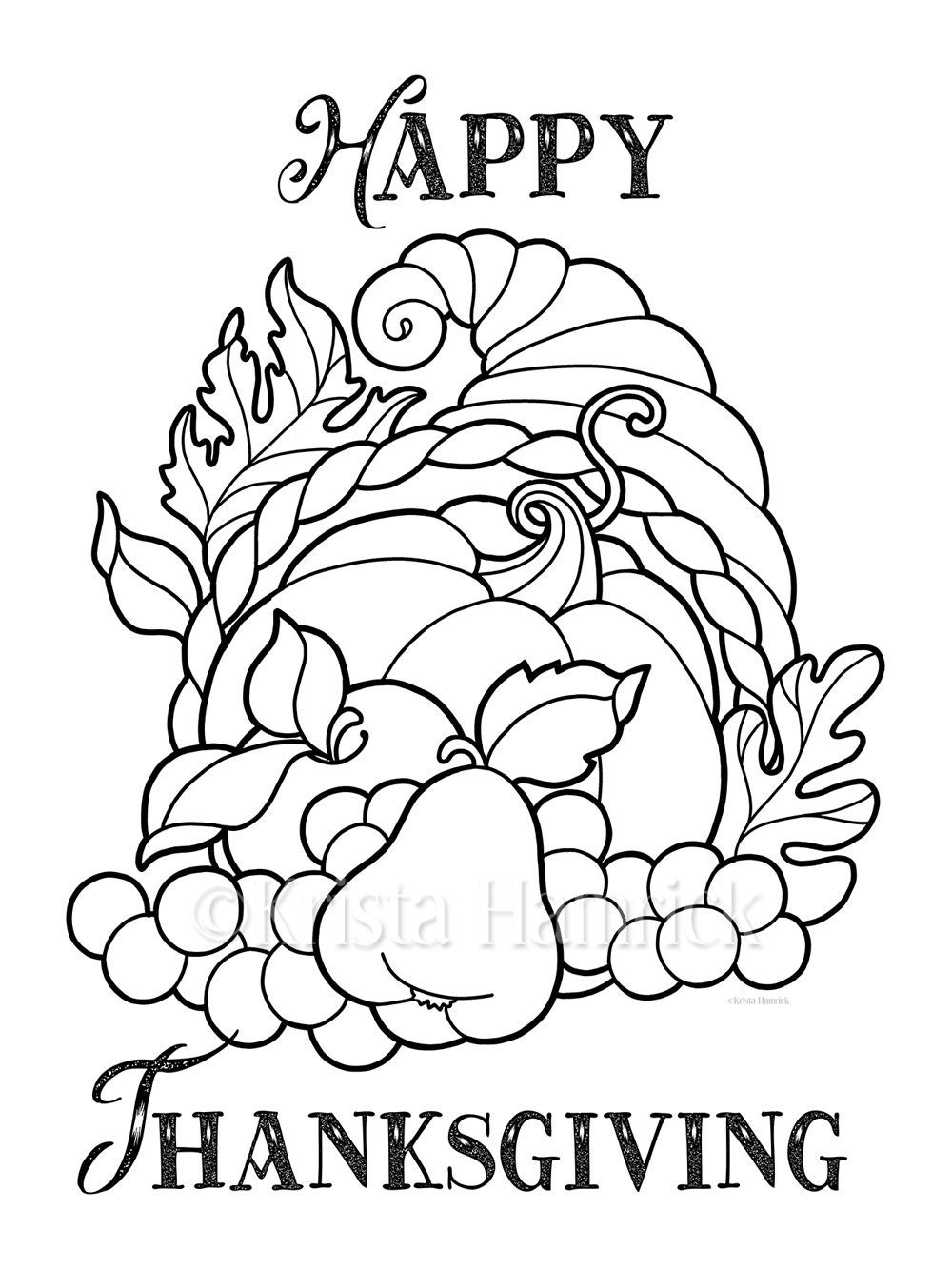 Thanksgiving Cornucopia We re Thankful 2 Coloring Pages For Thanksgiving 8 5X11