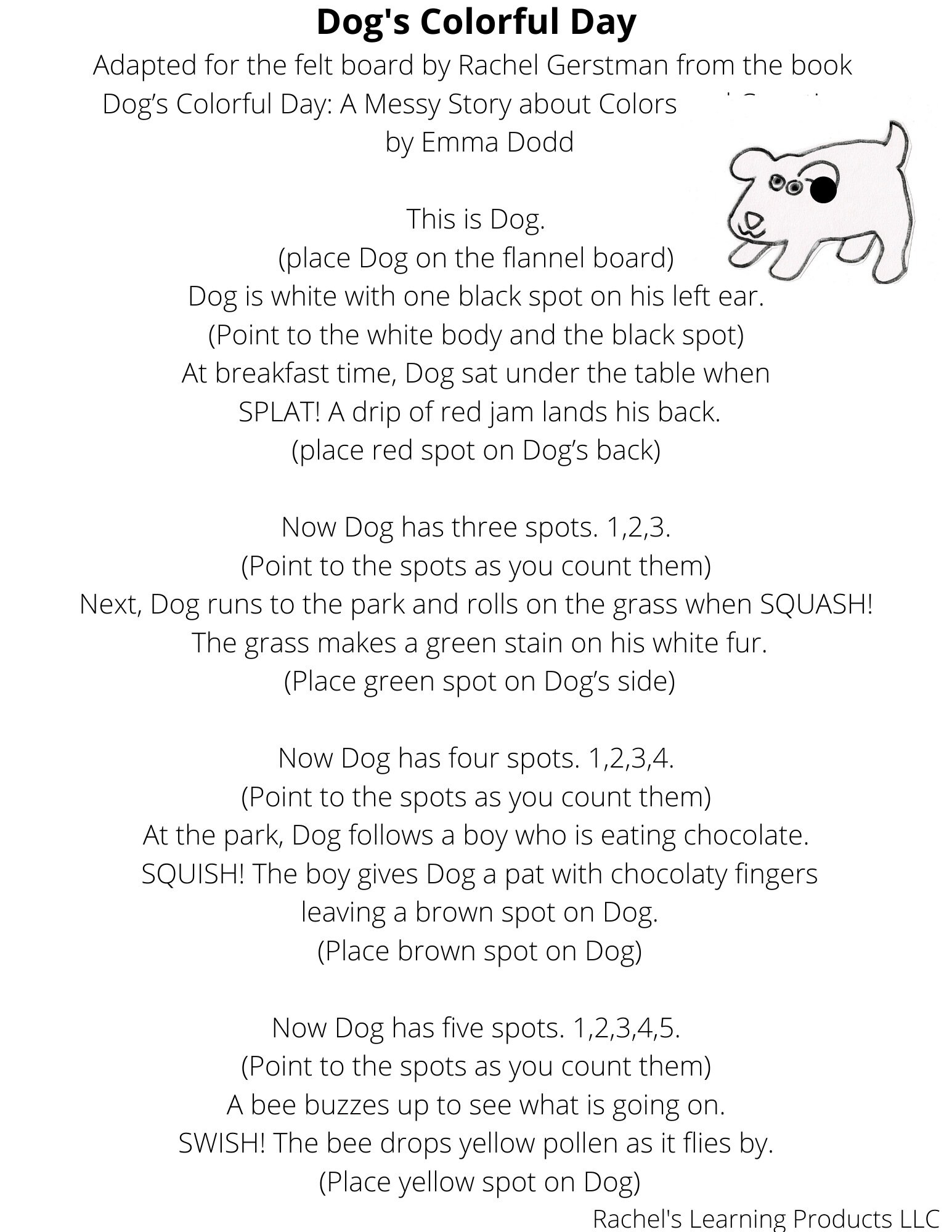 The Dog s Colorful Day Felt Set And Song Etsy