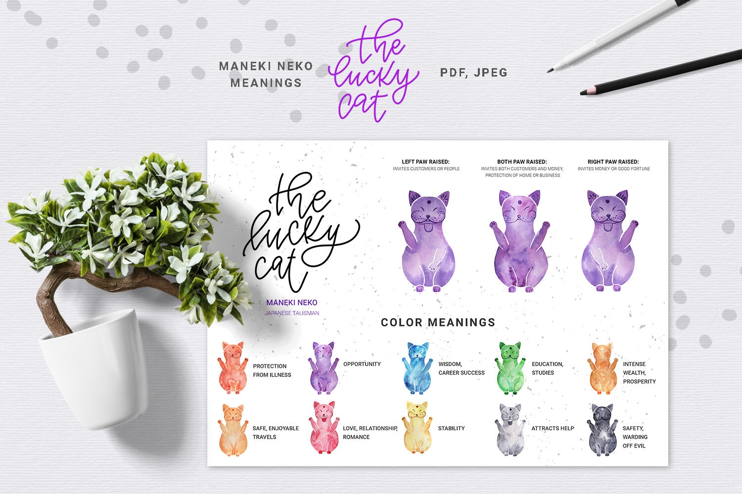 The Lucky Cat Collection By Zzorna Art TheHungryJPEG