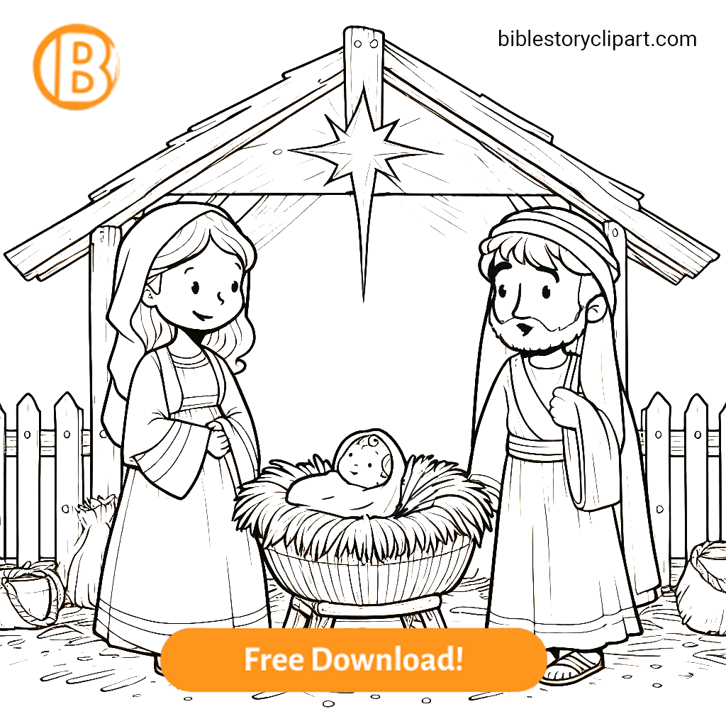 manger scene pictures to color