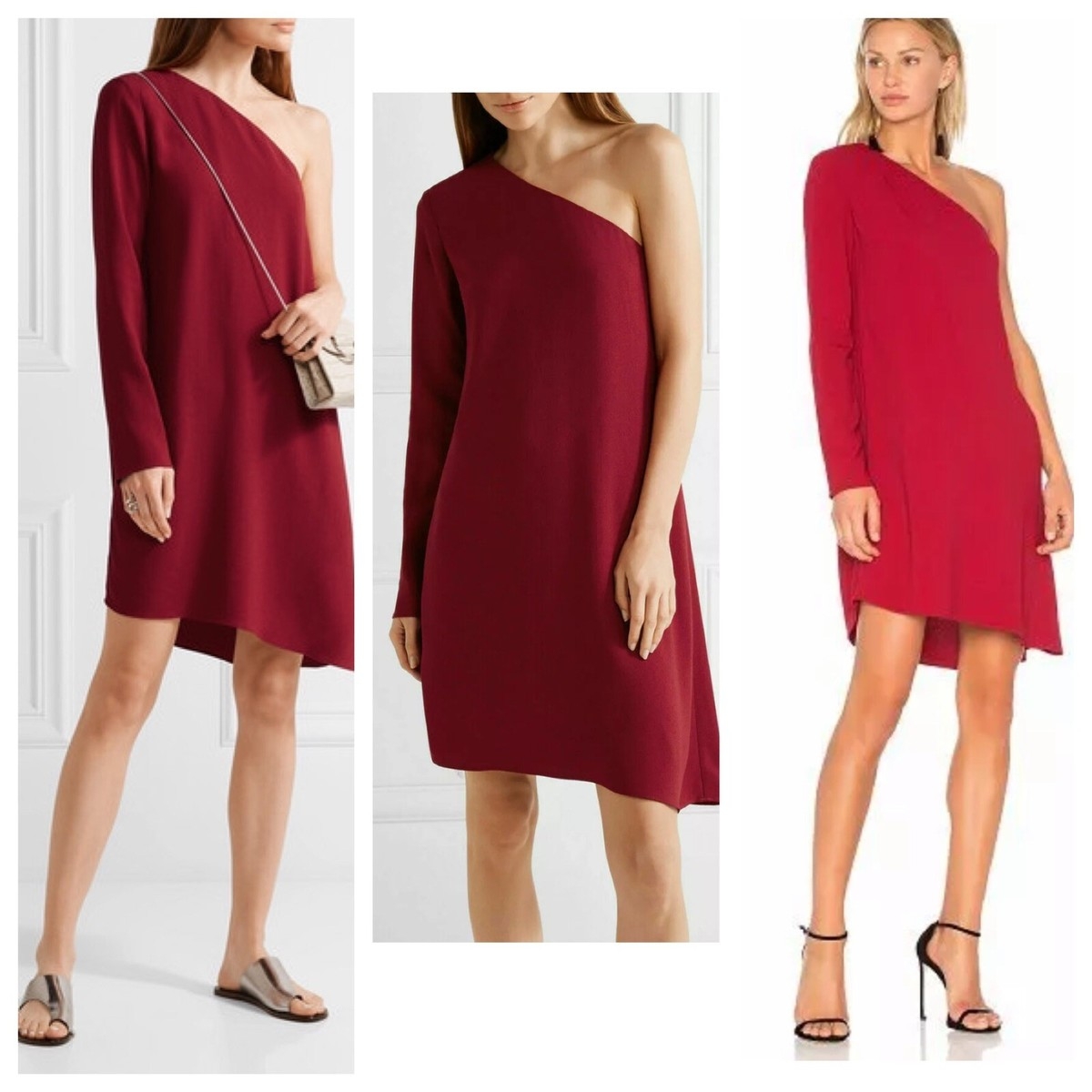 Theory Asymmetric One Shoulder Dress Red 00