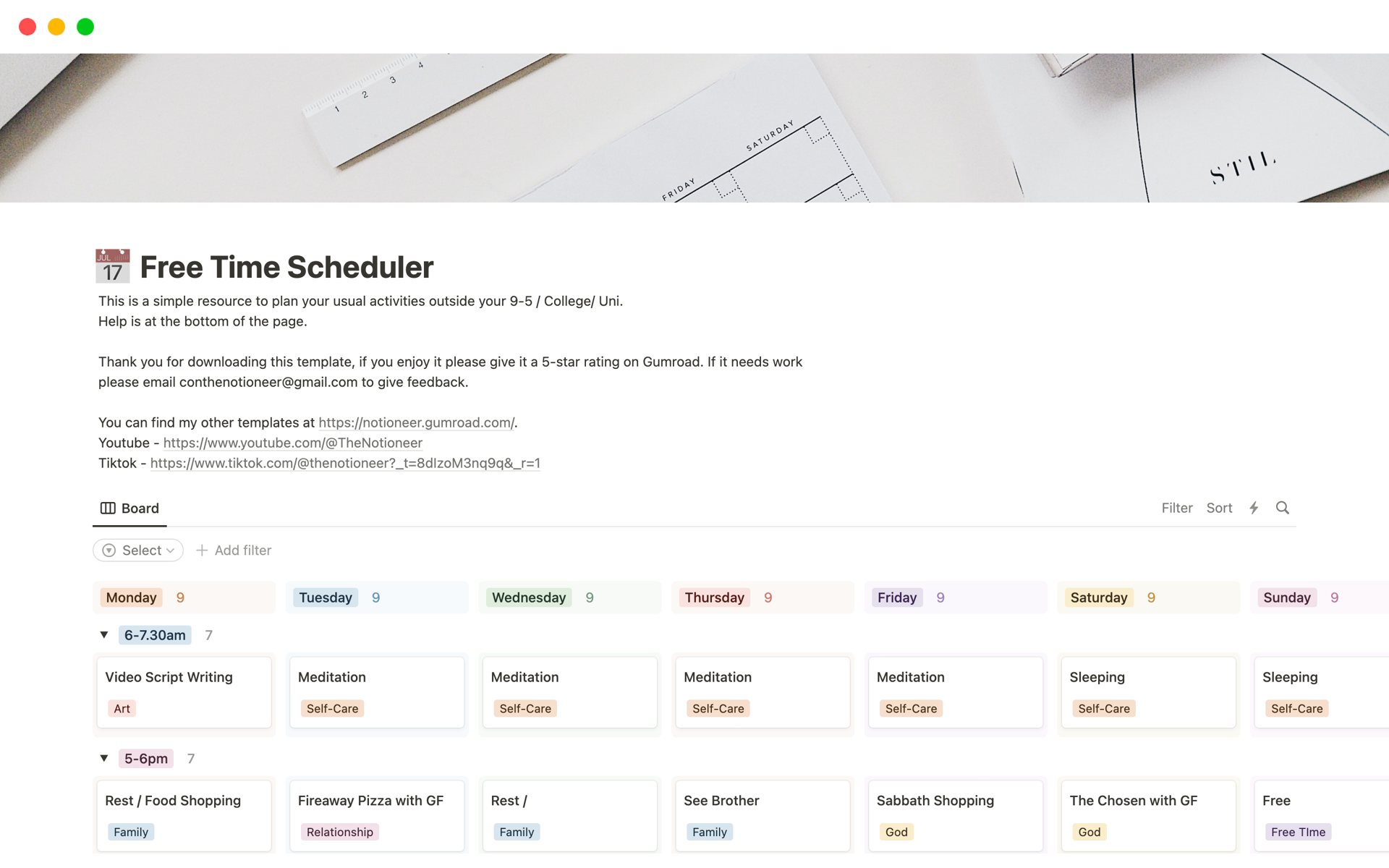 Time Scheduler Template By Con The Notioneer Notion Marketplace