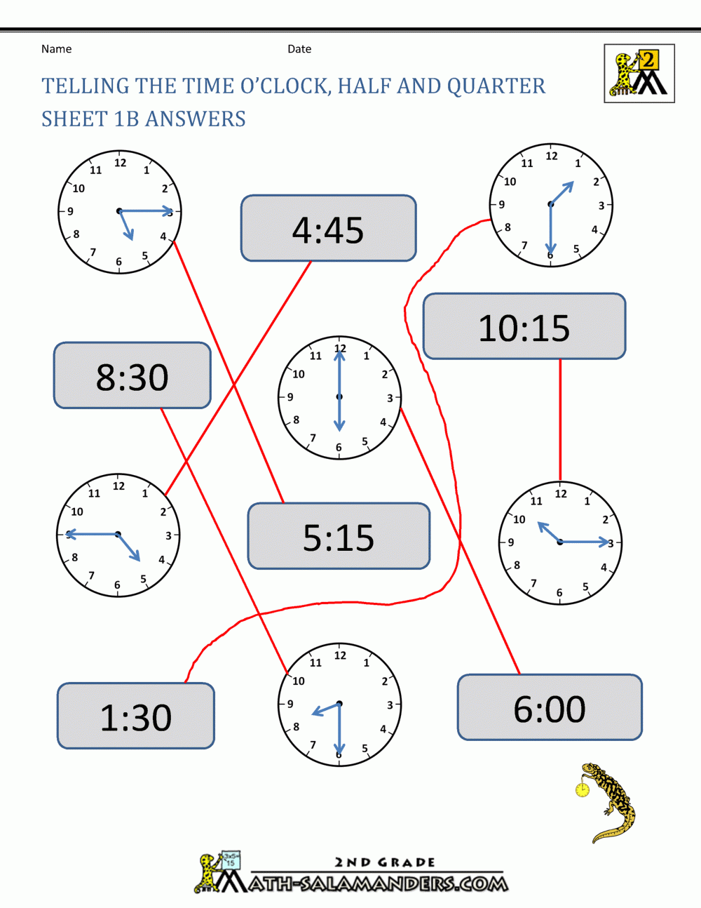 clock worksheets grade 2