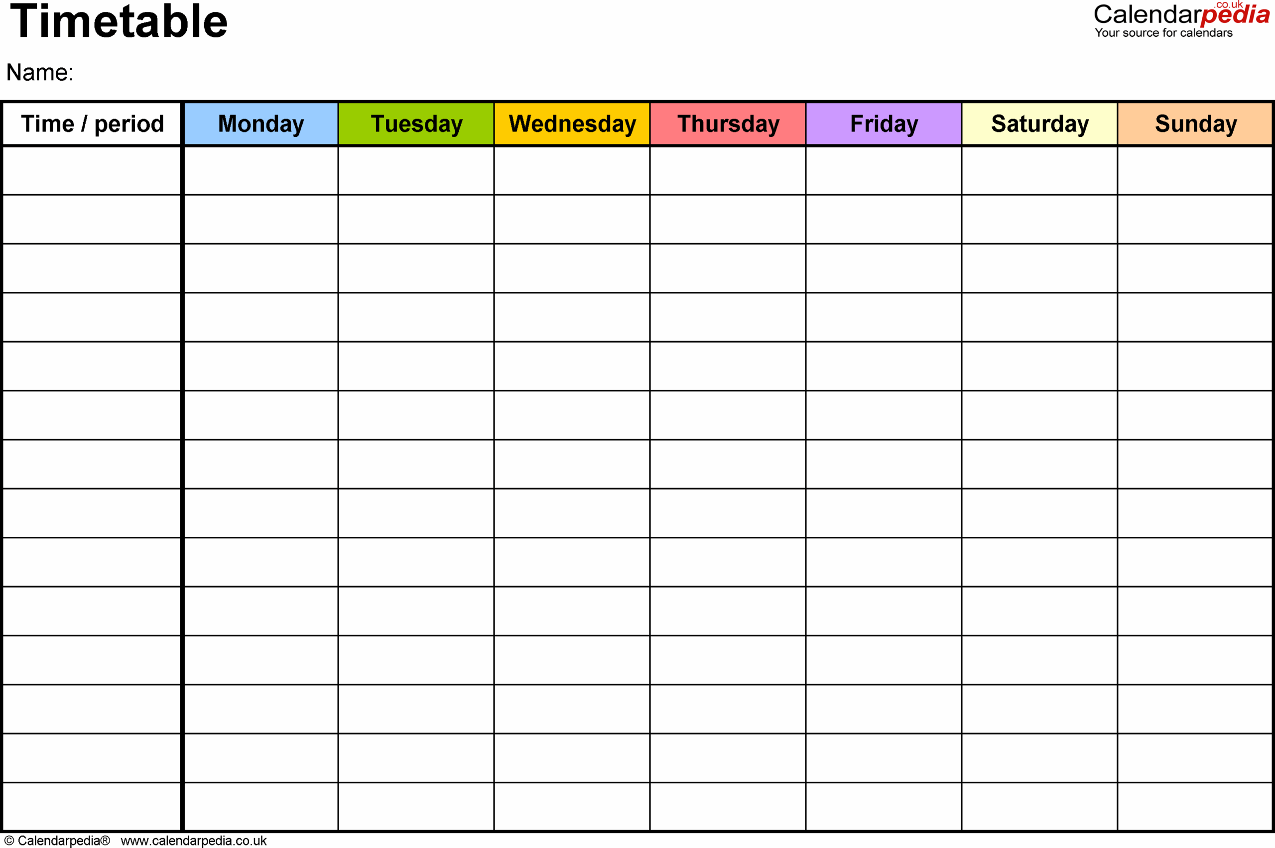 Timetable Templates For Microsoft Word Free And Printable
