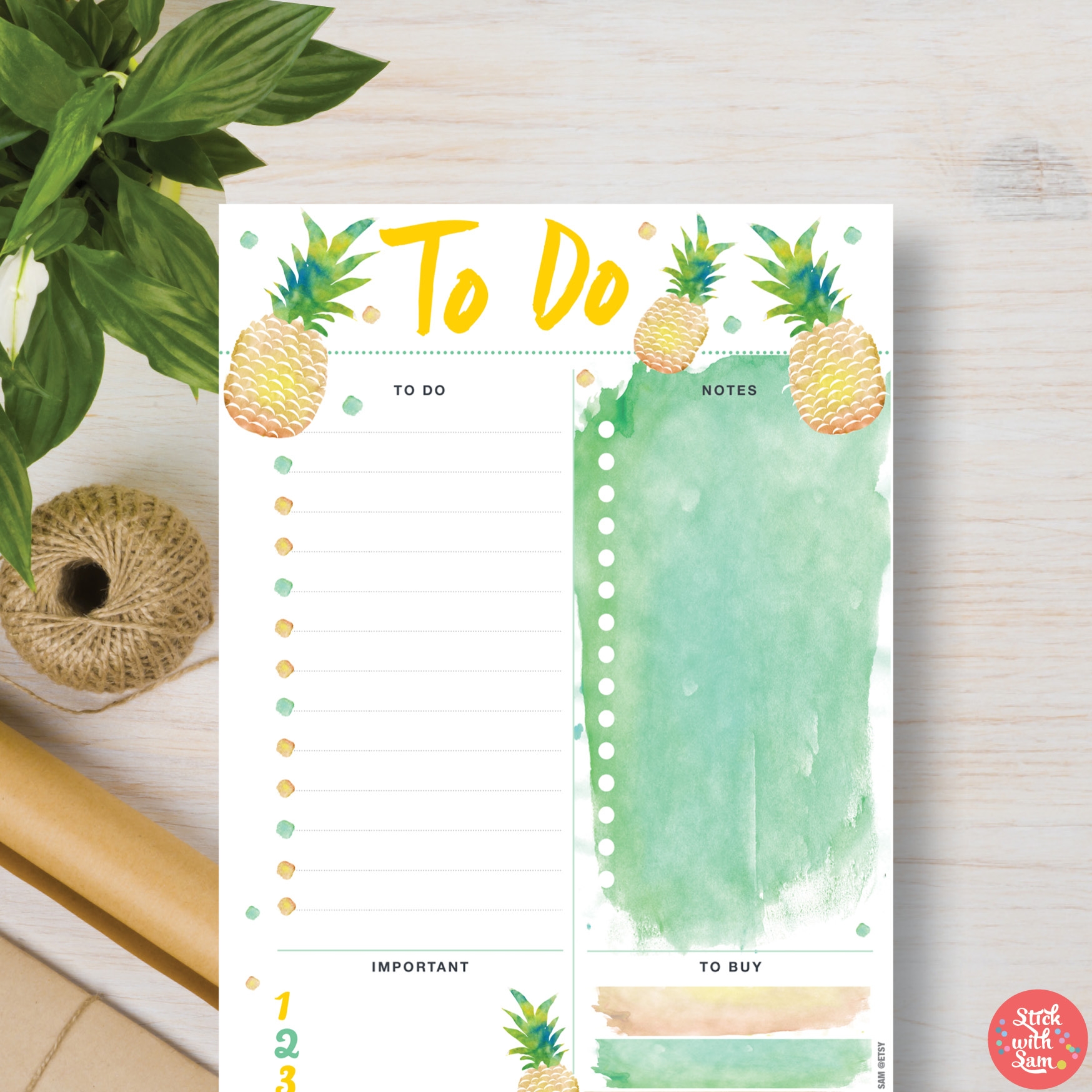 To Do List Printable Planner Template Pineapple