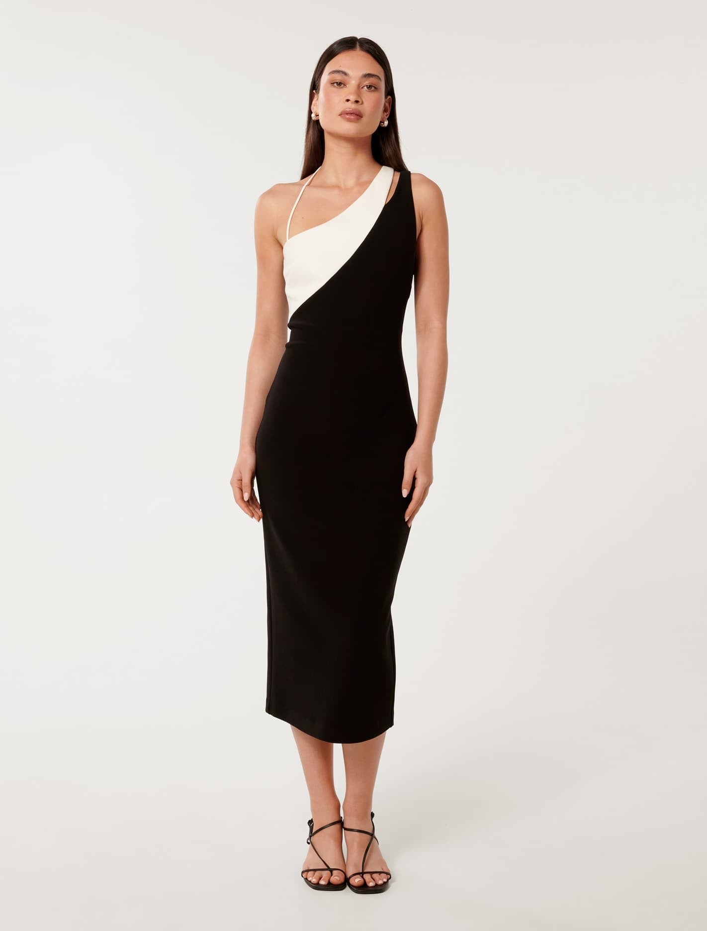 Toni Colour Block Midi Dress In Black And White Size 4 To 16 Women s Occasion Dresses