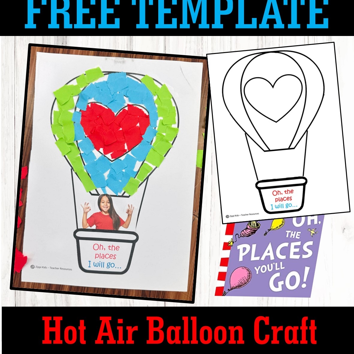 Torn Paper Hot Air Balloon Craft For Read Across America Week Free 