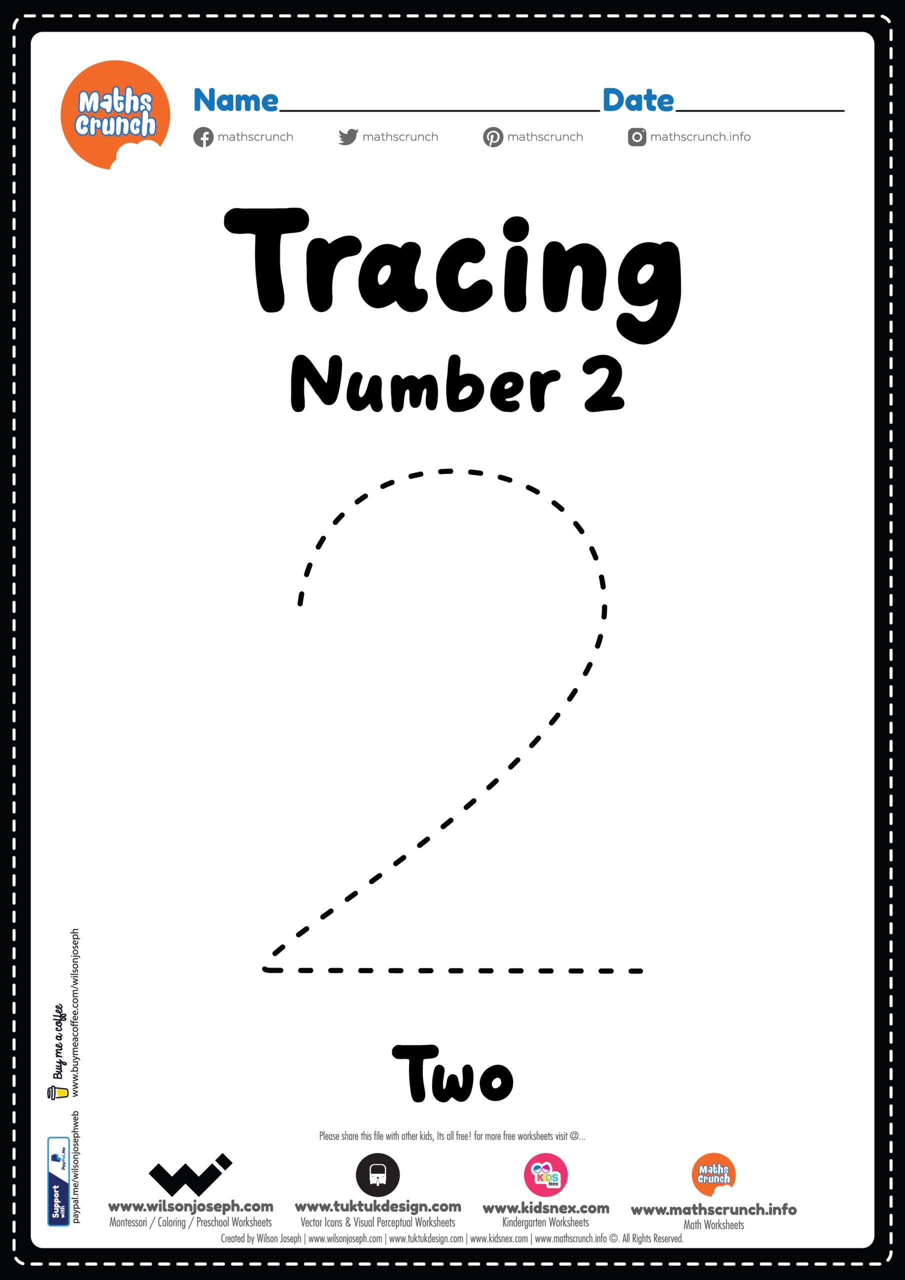 number 2 tracing worksheets