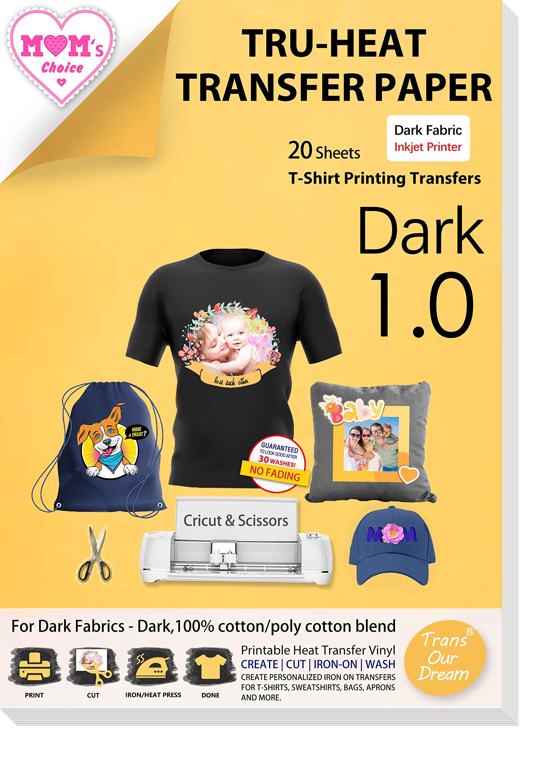 TransOurDream Tru Iron Heat Transfer Paper For Dark Fabric 20 