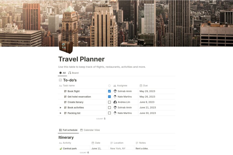 Travel Planner Template By Notion Notion Marketplace
