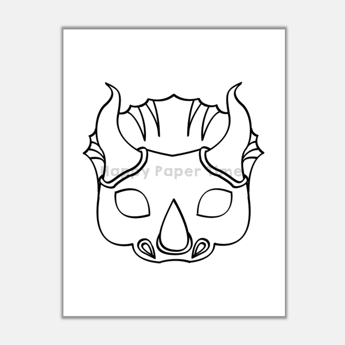 Triceratops Paper Masks Printable Dinosaur Coloring Craft Activity Costume