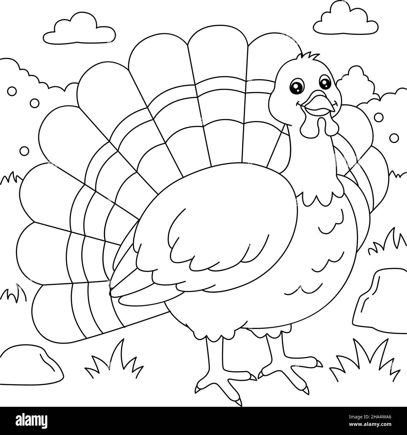 Turkey Coloring Page For Kids Stock Vector Image U0026 Art Alamy