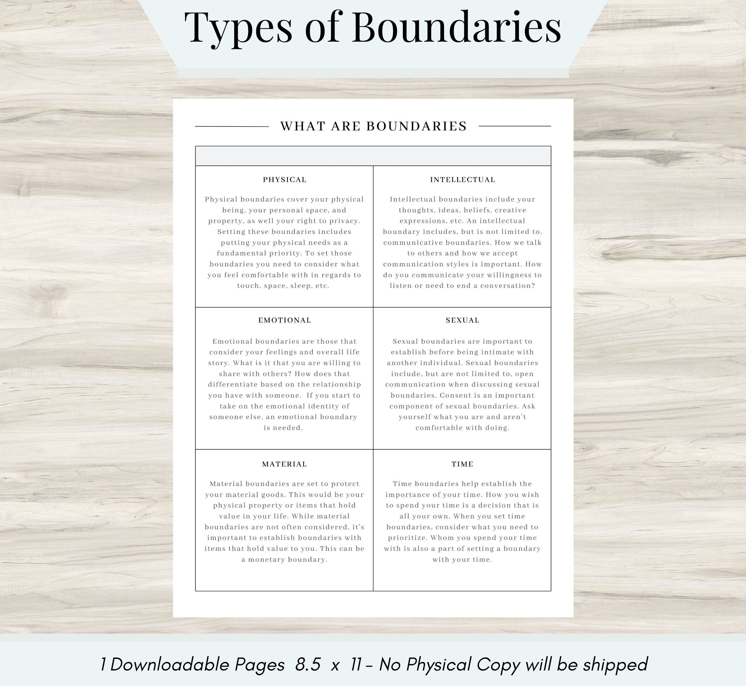 Types Of Personal Boundaries Boundaries Worksheet Boundaries Workbook Boundaries Therapy Counseling Worksheet Boundaries Book PDF Etsy