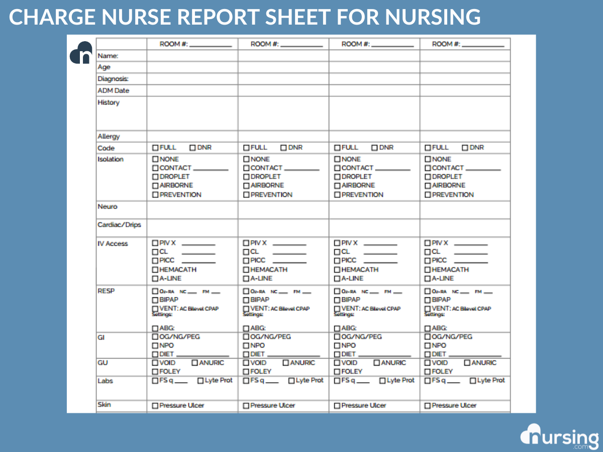 printable nursing report sheet template