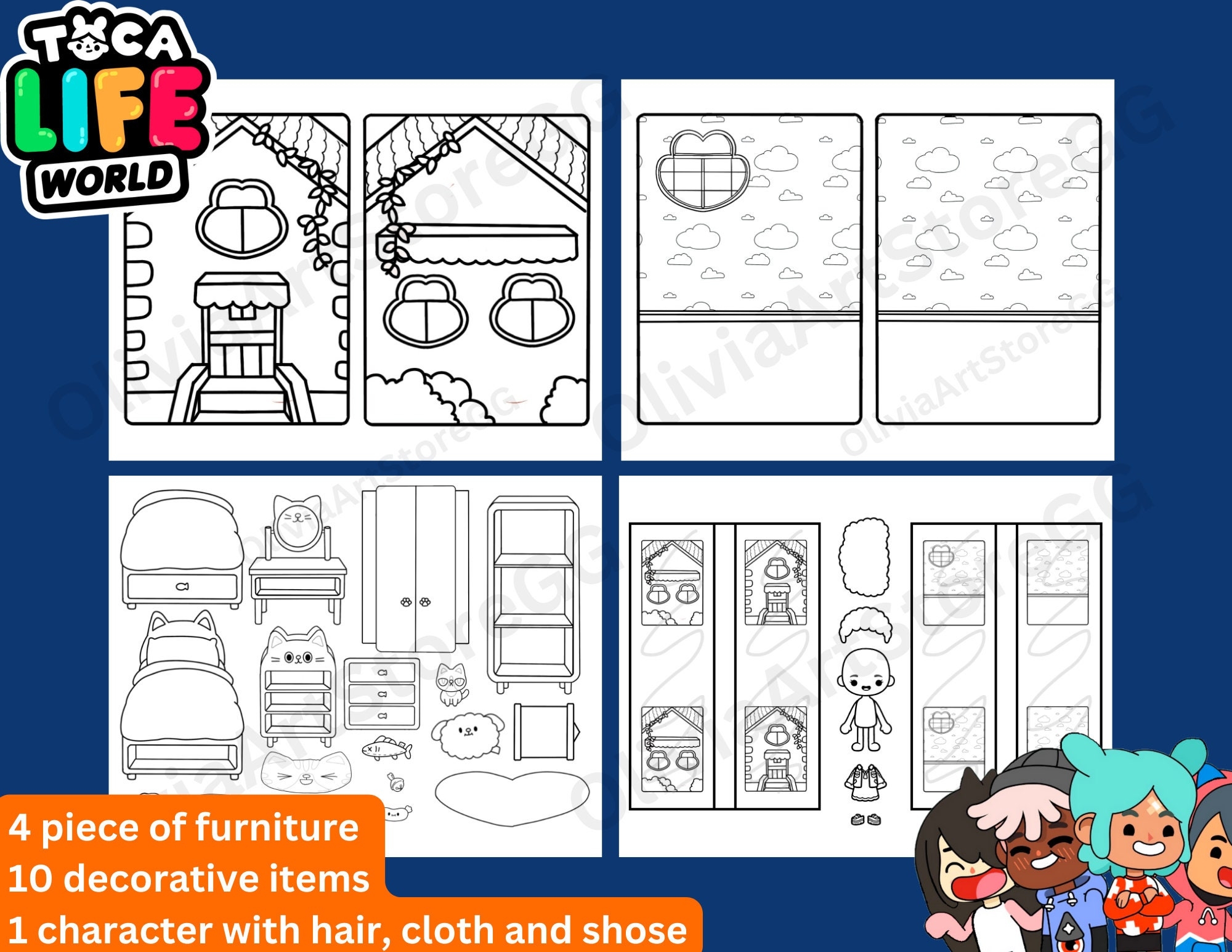 toca boca paper doll house printable
