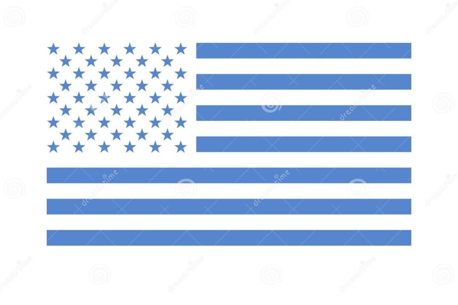 United States Of America USA Flag Light Blue Color Color