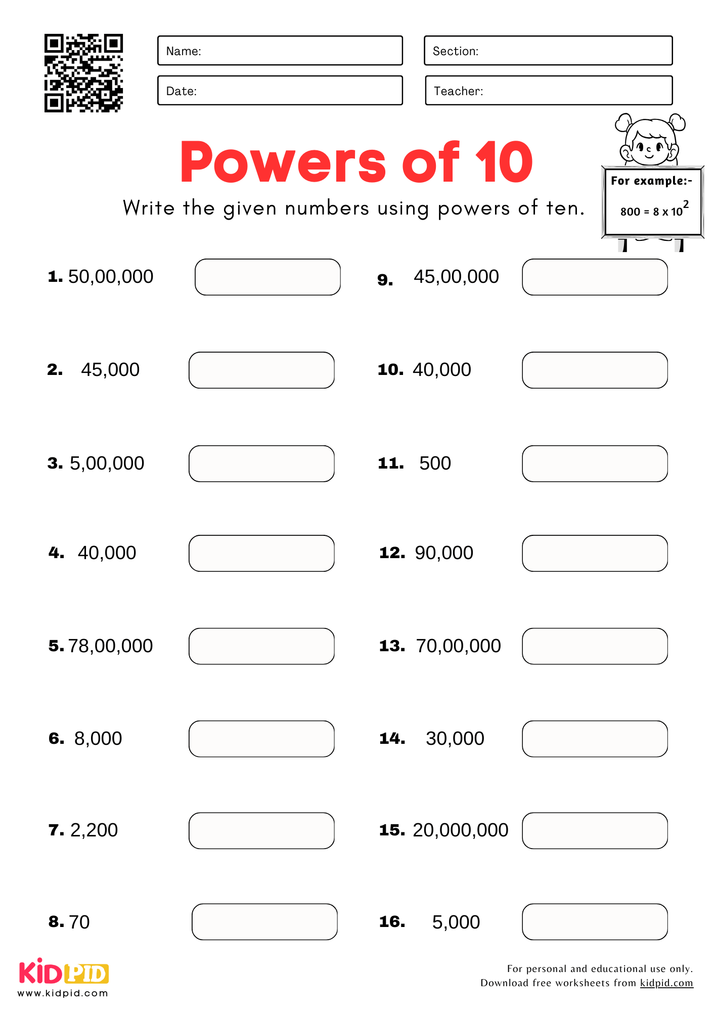 Using Powers Of 10 Worksheet For Grade 5 Kidpid