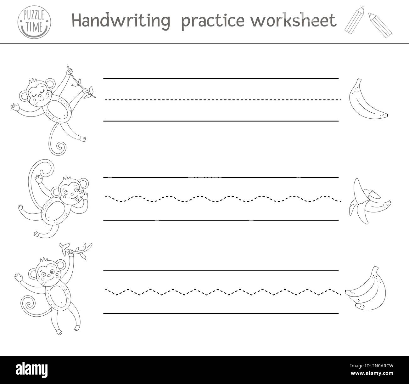 Vector Handwriting Practice Worksheet Printable Black And White Activity For Pre school Children Educational Game For Writing Skills Development Tr Stock Vector Image U0026 Art Alamy