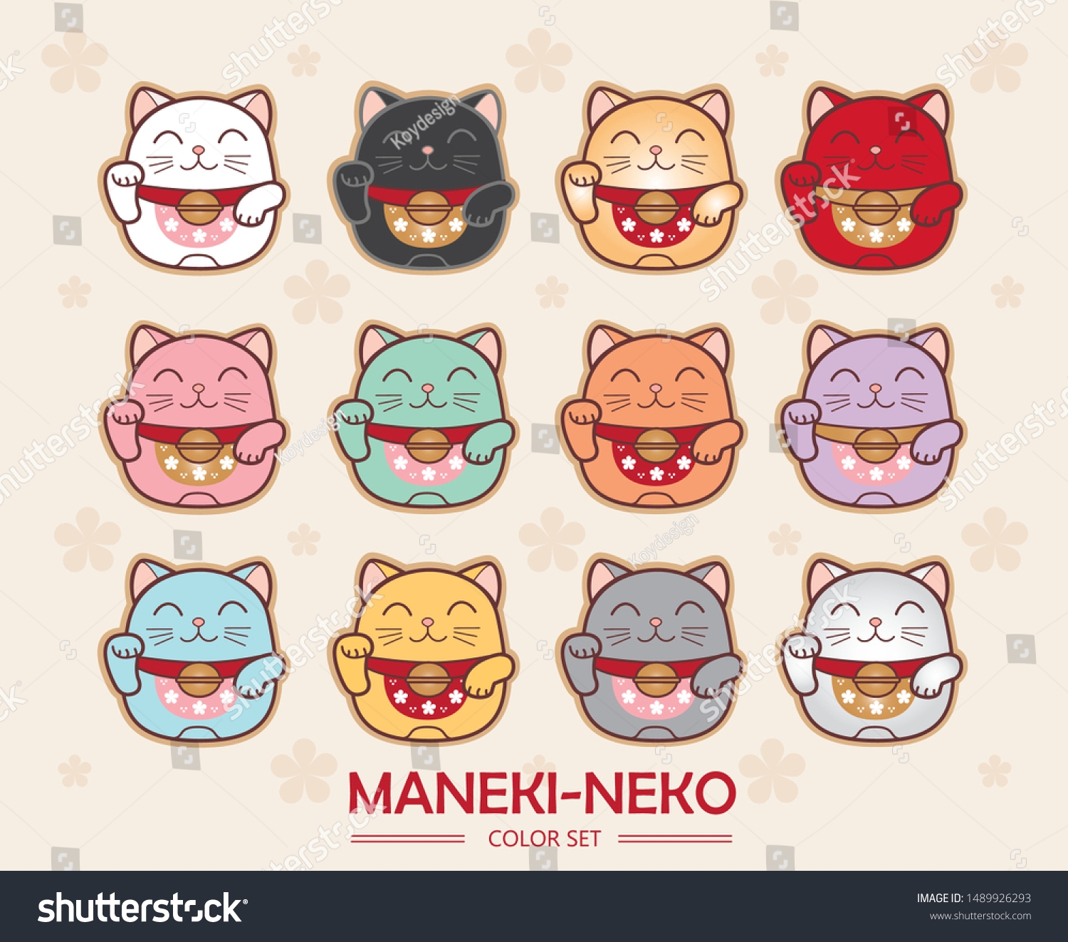 Vektor Stok Japanese Lucky Cat Maneki Neko Color Tanpa Royalti 1489926293 Shutterstock