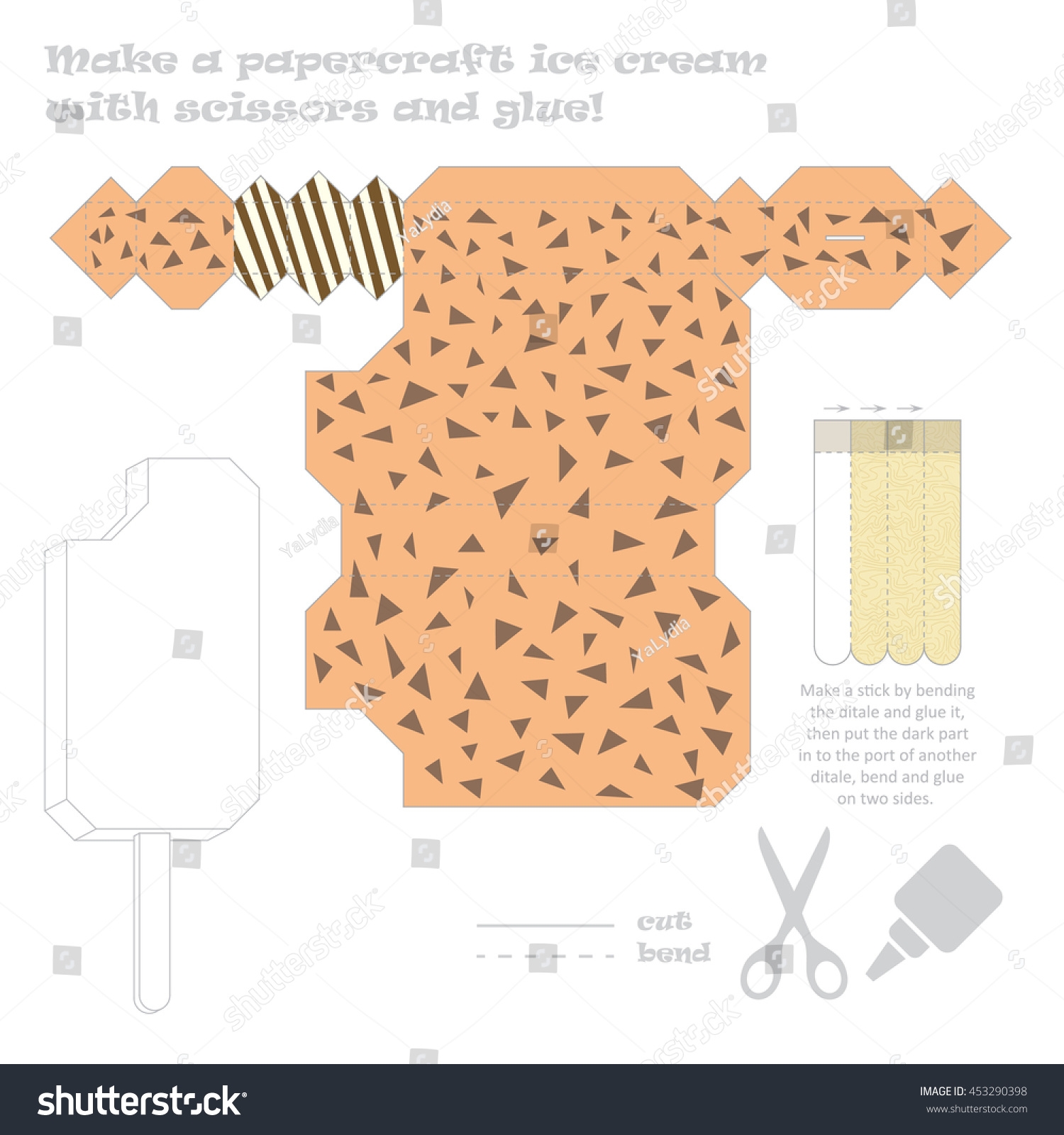 Vektor Stok Make Paper Craft Ice Cream Type Tanpa Royalti 453290398 Shutterstock