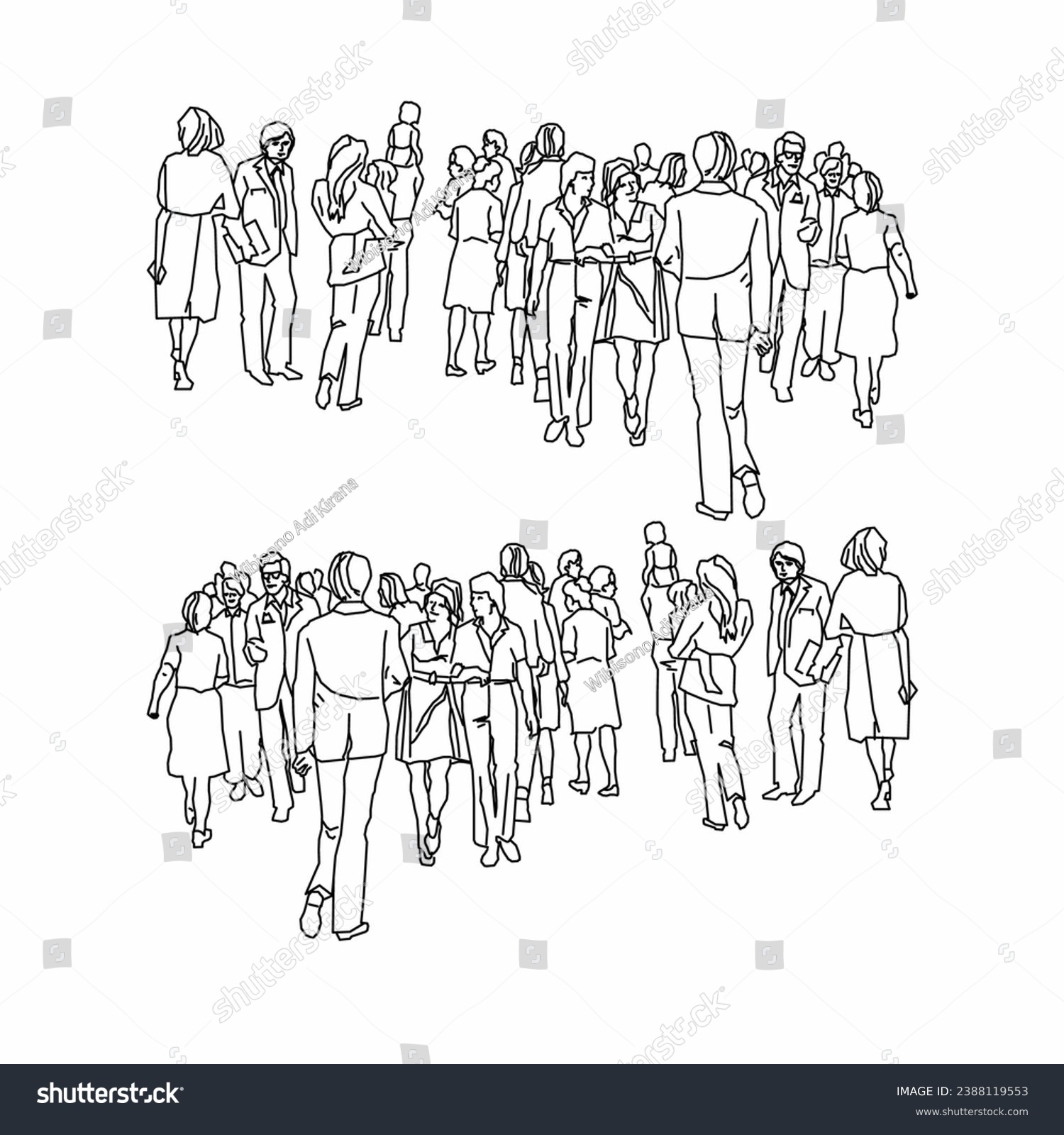 Vektor Stok People Drawing People Outline Human Vector Tanpa Royalti 2388119553 Shutterstock