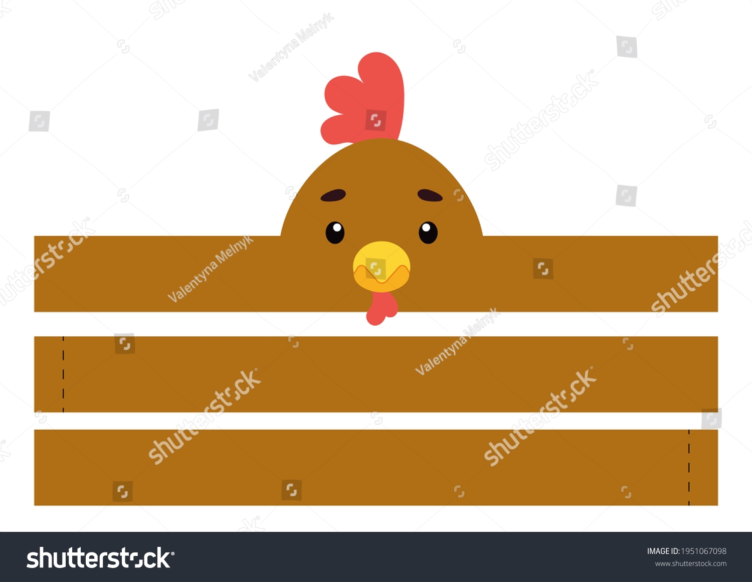 Vektor Stok Printable Chicken Paper Crown Party Headband Tanpa Royalti 1951067098 Shutterstock