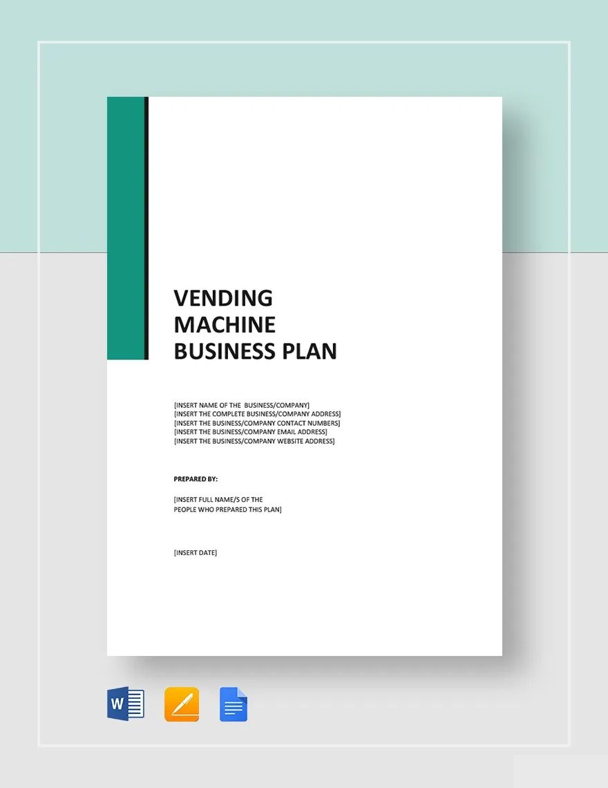 Vending Machine Business Plan Template In Pages Word Google Docs 