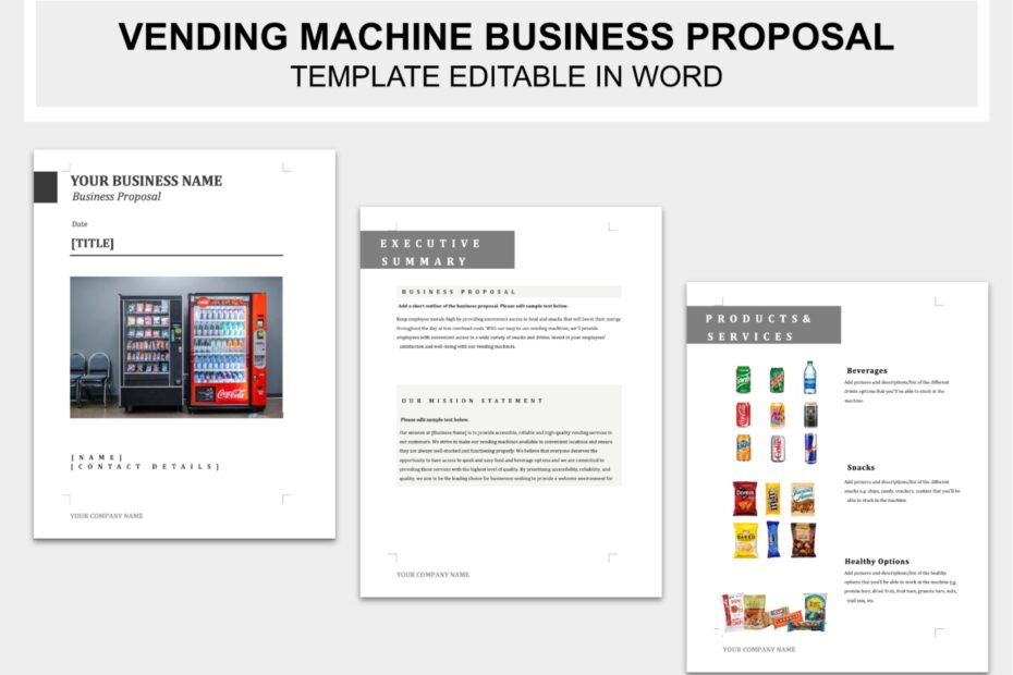 Vending Machine Business Proposal Template EDITABLE Business Plan In Word