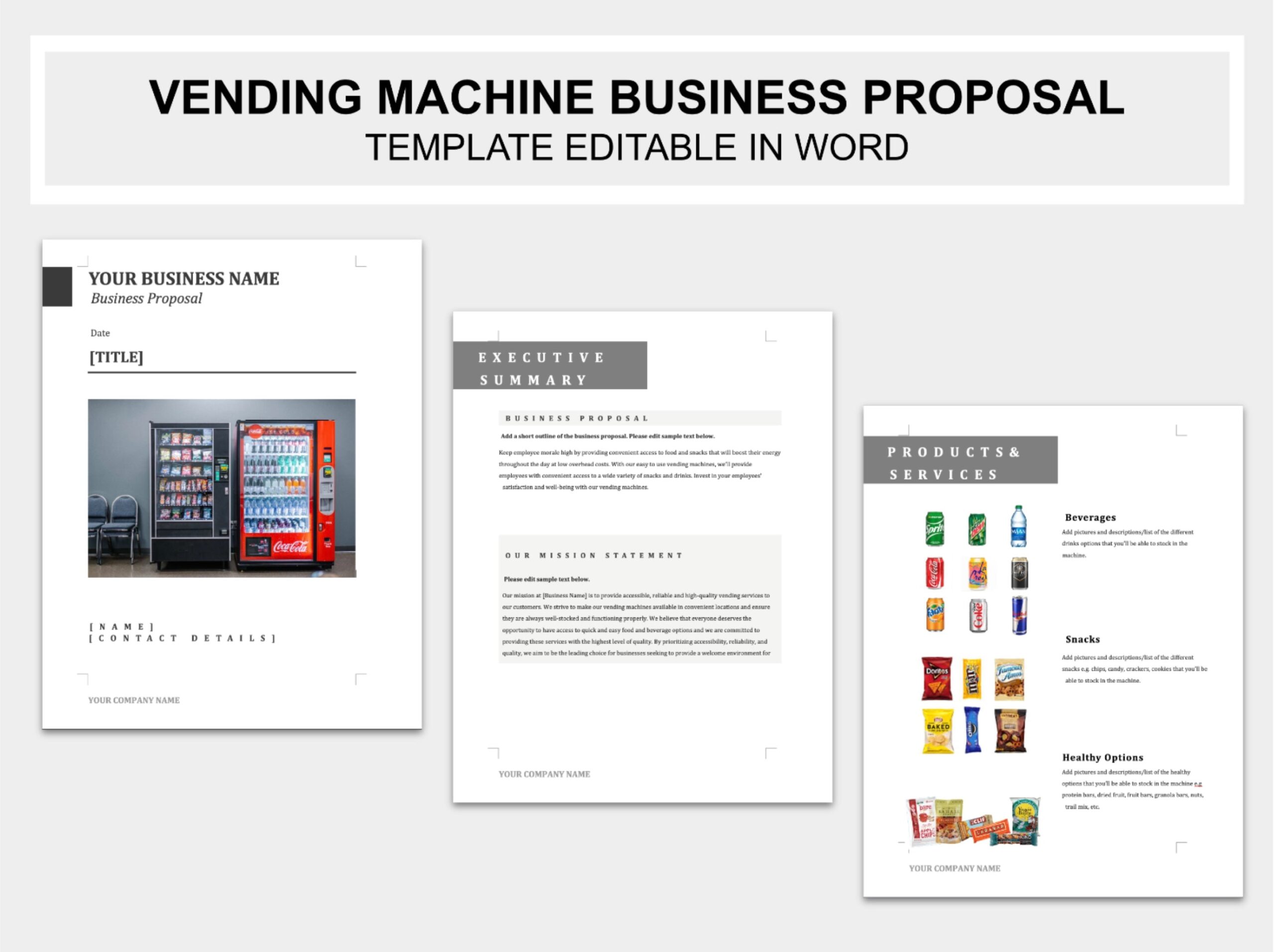 Vending Machine Business Proposal Template EDITABLE Business Plan In Word