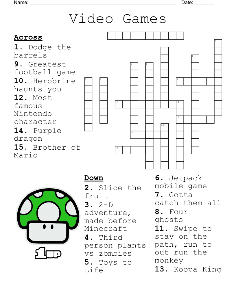 crossword games printable