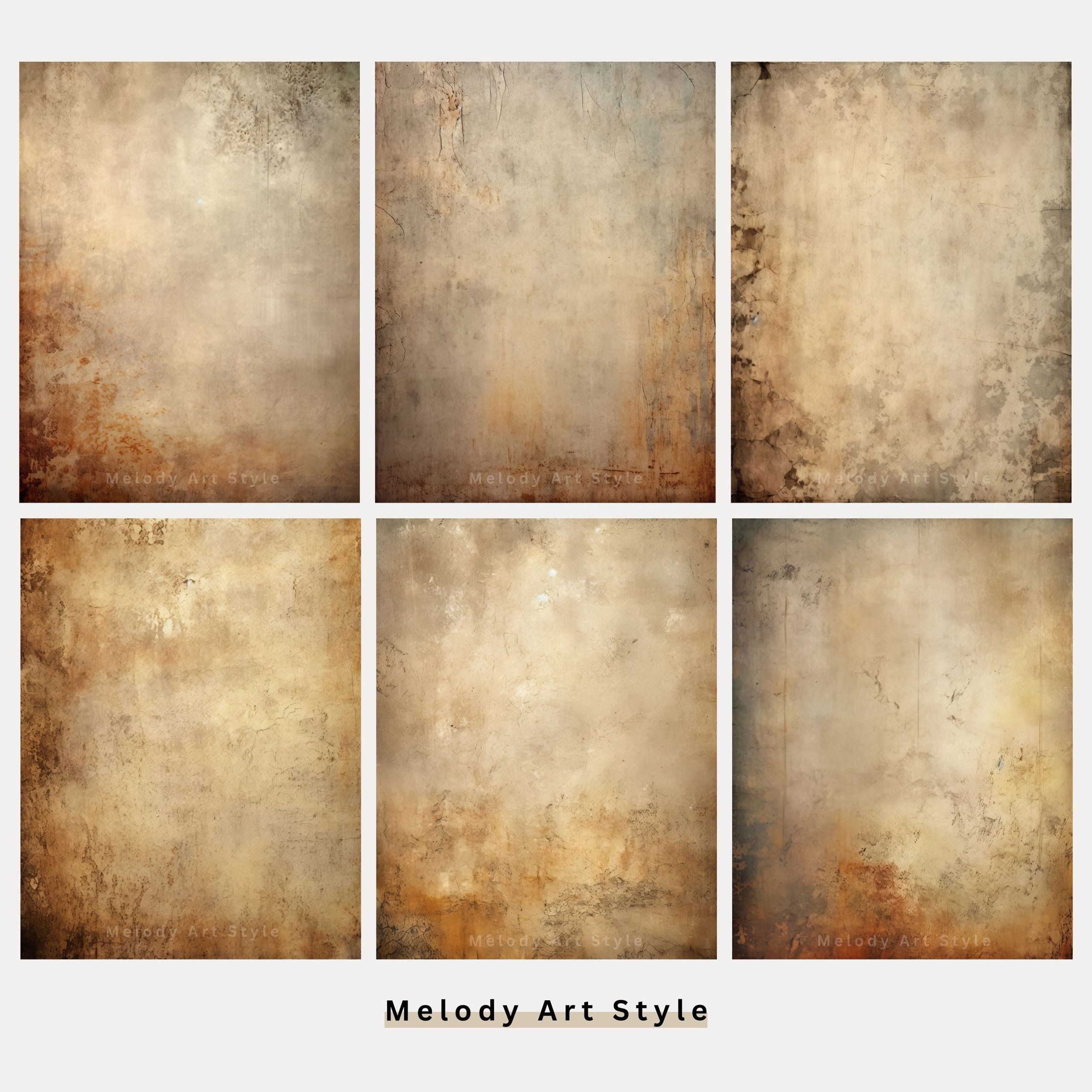 Vintage Paper Texture Antique Background Digital Papers Printable Beige Brown Set Commercial Use Digital Paper For Craft Scrapbook D72 Melody 