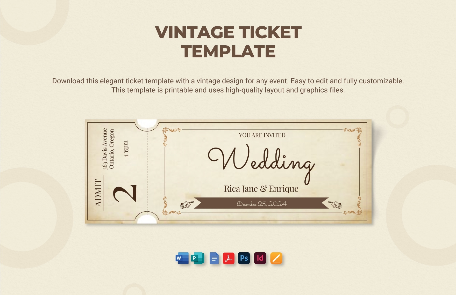 free printable vintage train ticket template